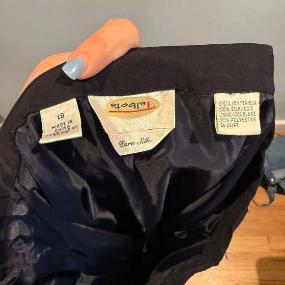 Talbots Navy 100% Silk Dress Pants - Picture 3 of 3